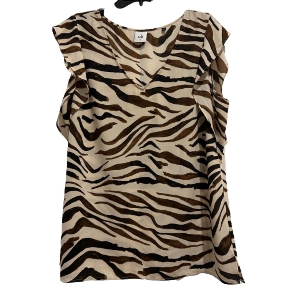 Cabi Zebra Print Sleeveless Blouse # 3771 Women's Size XL